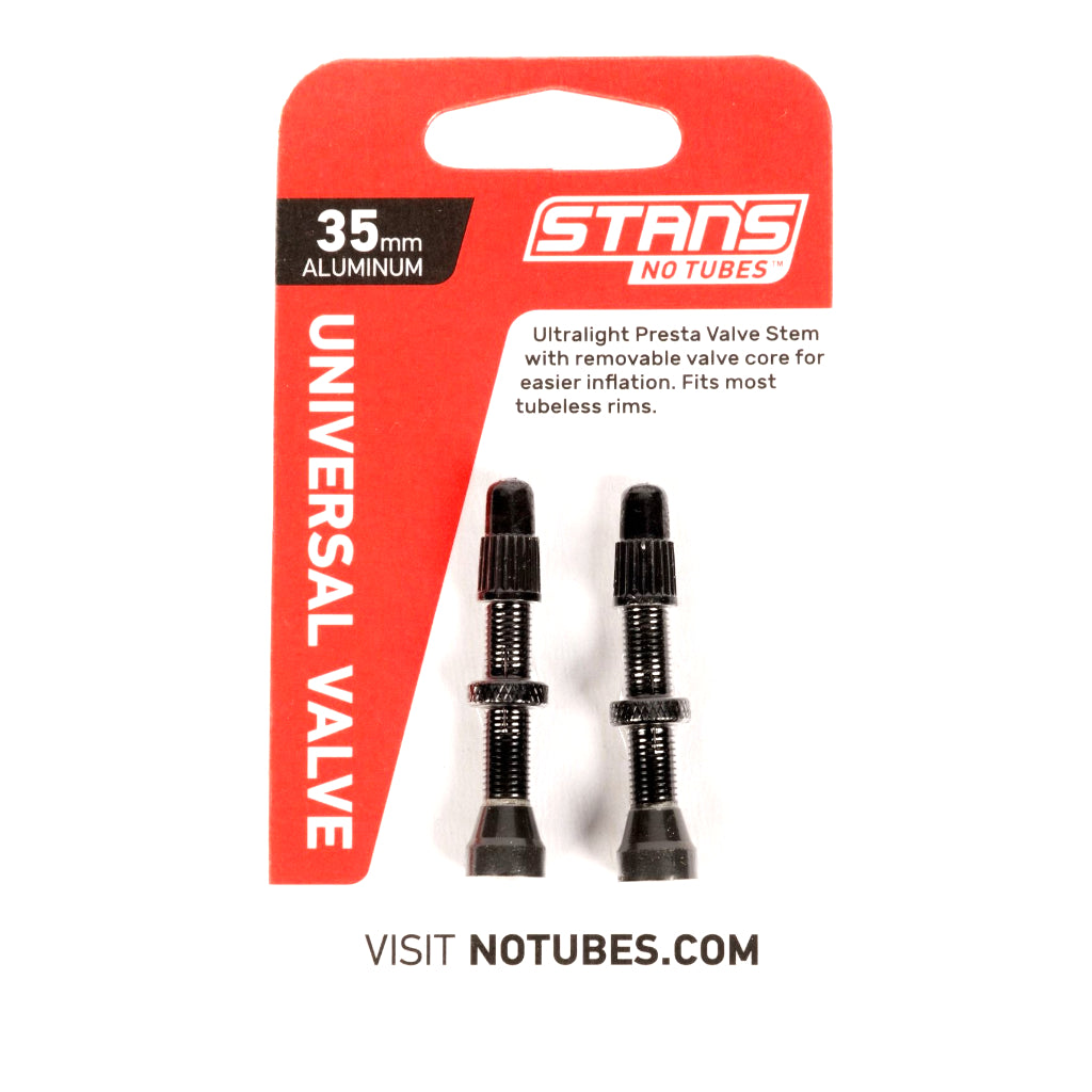 Valvula Stan’s NoTubes Alu V/f 35mm Negras (tarjeta 2pzas)